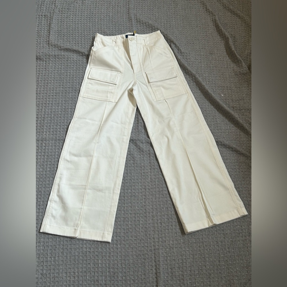 Polo Ralph Lauren Myer Cargo Pants Womens size 2 Off White Wide Legs High Rise